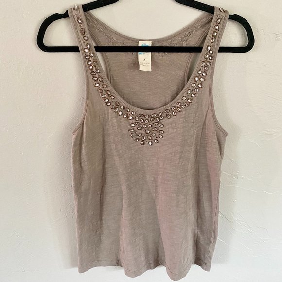 Anthropologie Tops - anthropologie Gold Beaded Tank Top
